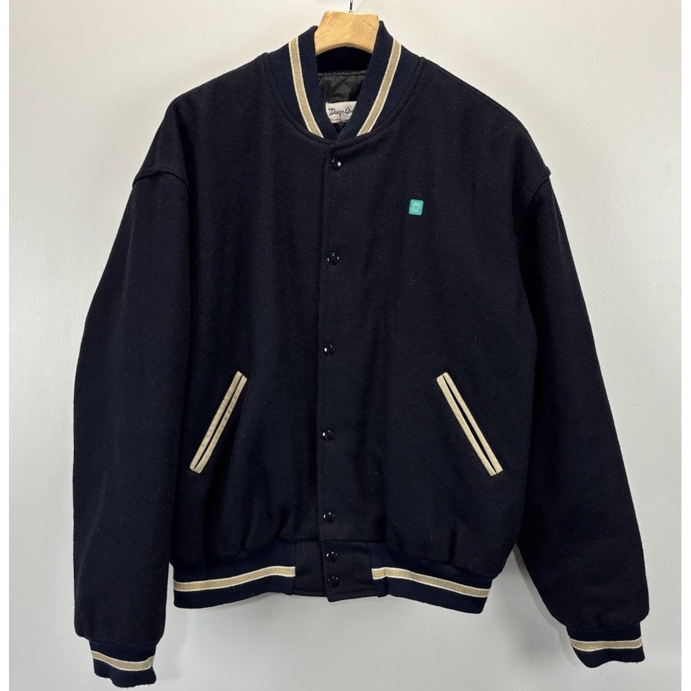Vtg Design Original Wool Bomber Jacket Men's XL Navy Made In USA Varsity Preppy